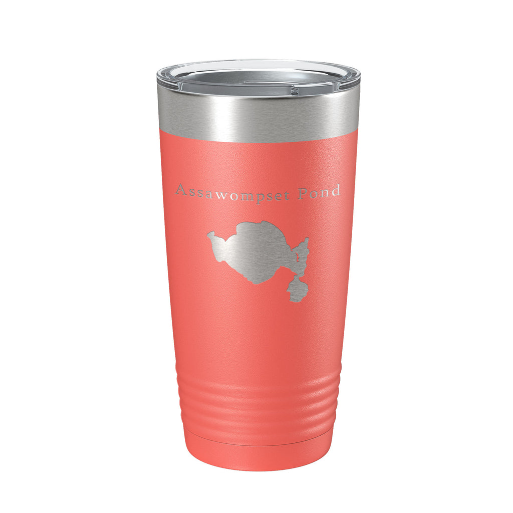 Assawompset Pond Tumbler Lake Map Travel Mug Insulated Laser Engraved Coffee Cup Massachusetts 20 oz
