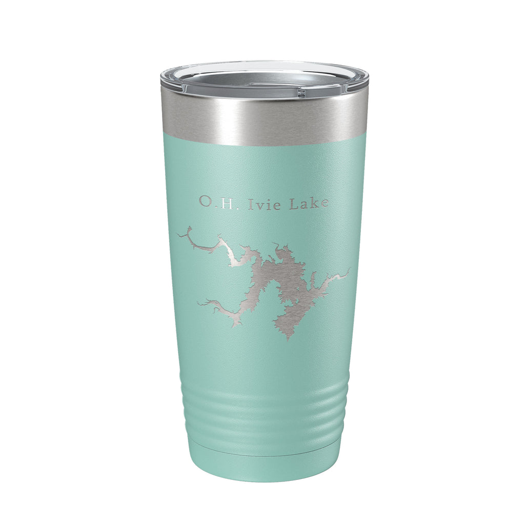 O.H. Ivie Lake Stacy Reservoir Map Tumbler Travel Mug Insulated Laser Engraved Coffee Cup Texas 20 oz