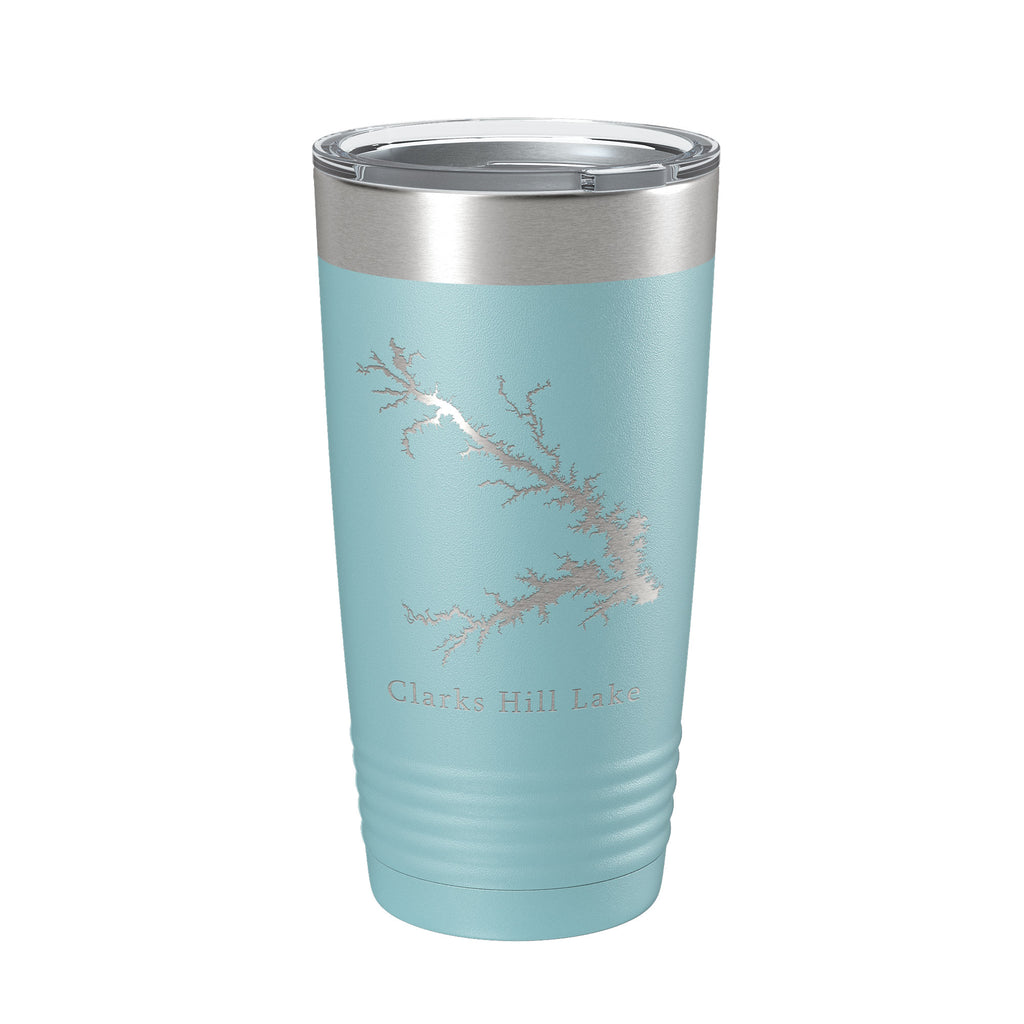 Clarks Hill Lake Map Tumbler Travel Mug Insulated Laser Engraved Coffee Cup J. Strom Thurmond Reservoir GA SC 20 oz