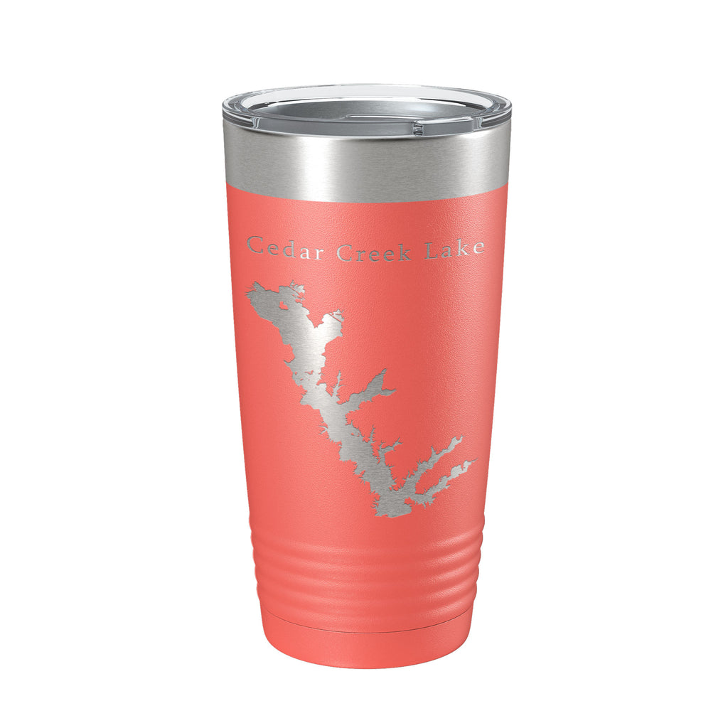 Cedar Creek Lake Reservoir Map Tumbler Travel Mug Insulated Laser Engraved Coffee Cup Texas 20 oz