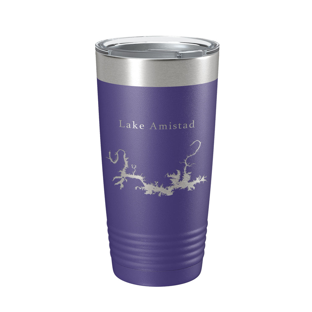 Lake Amistad Reservoir Map Tumbler Travel Mug Insulated Laser Engraved Coffee Cup Texas 20 oz