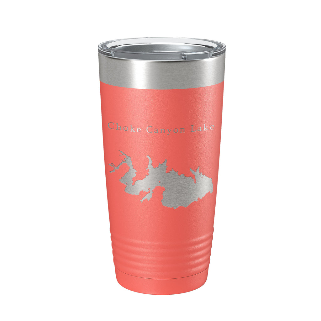 Choke Canyon Lake Map Tumbler Travel Mug Insulated Laser Engraved Coffee Cup Texas 20 oz
