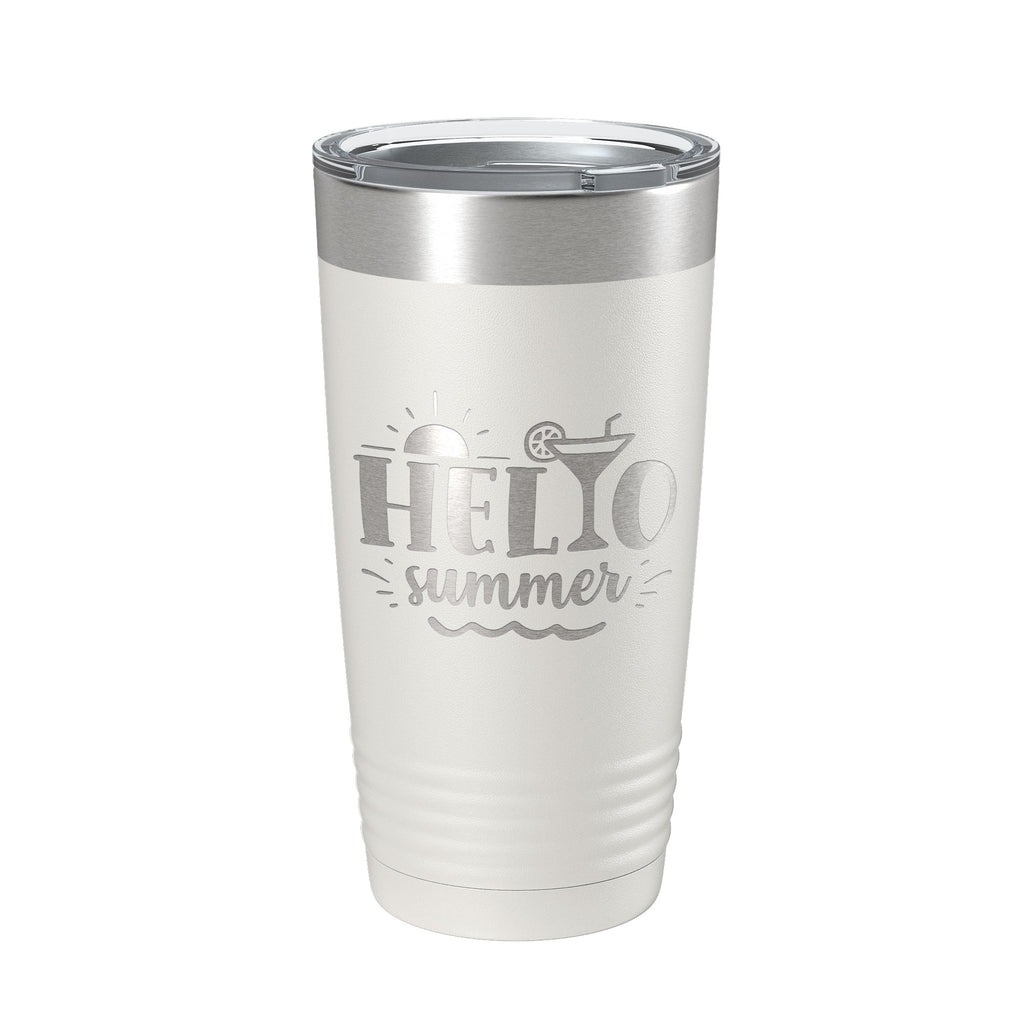 Hello Summer Tumbler Travel Mug Insulated Laser Engraved Coffee Cup 20 oz
