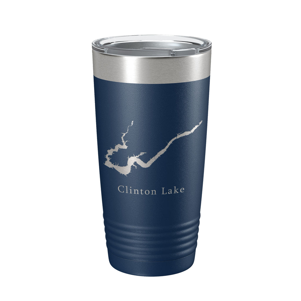 Clinton Lake Map Tumbler Travel Mug Insulated Laser Engraved Coffee Cup Illinois 20 oz
