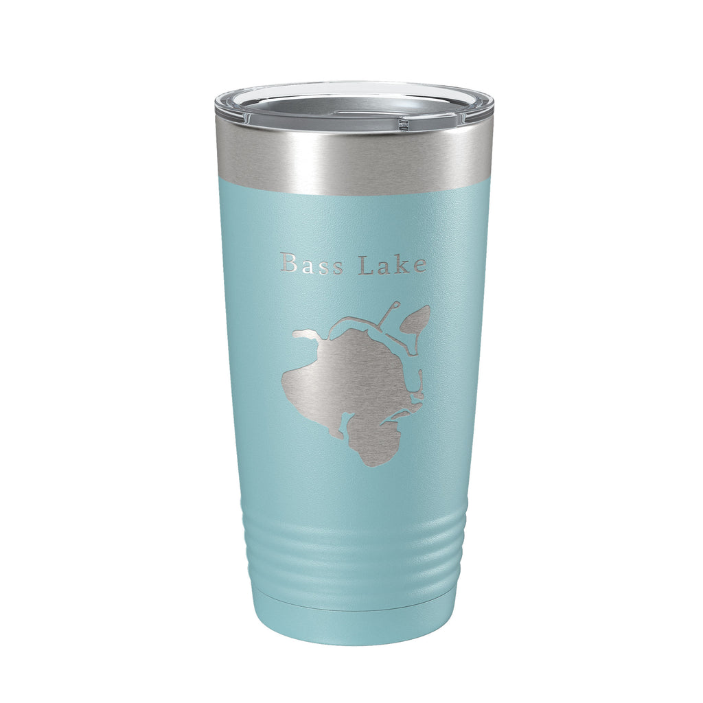 Bass Lake Map Tumbler Travel Mug Insulated Laser Engraved Coffee Cup Hamburg Township Huron River Chain of Lakes Michigan 20 oz