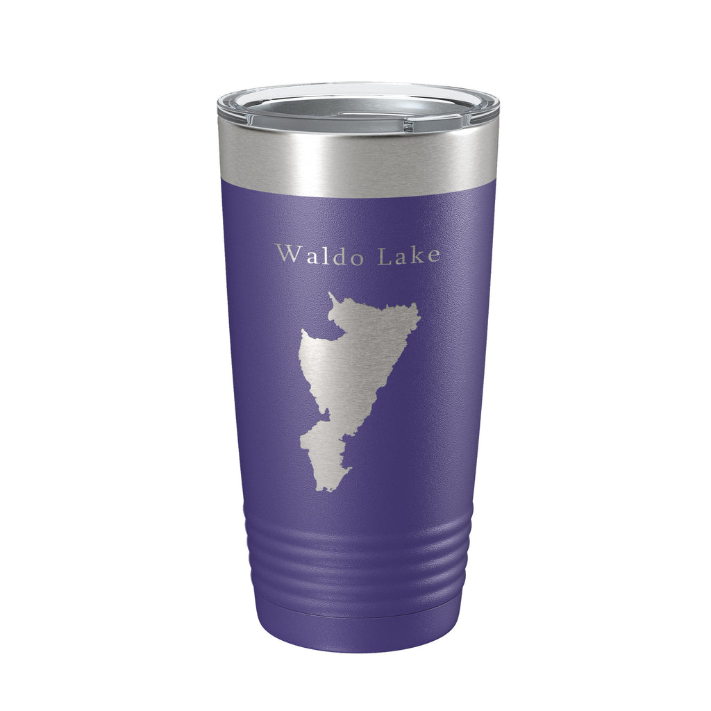 Waldo Lake Map Tumbler Travel Mug Insulated Laser Engraved Coffee Cup Oregon 20 oz