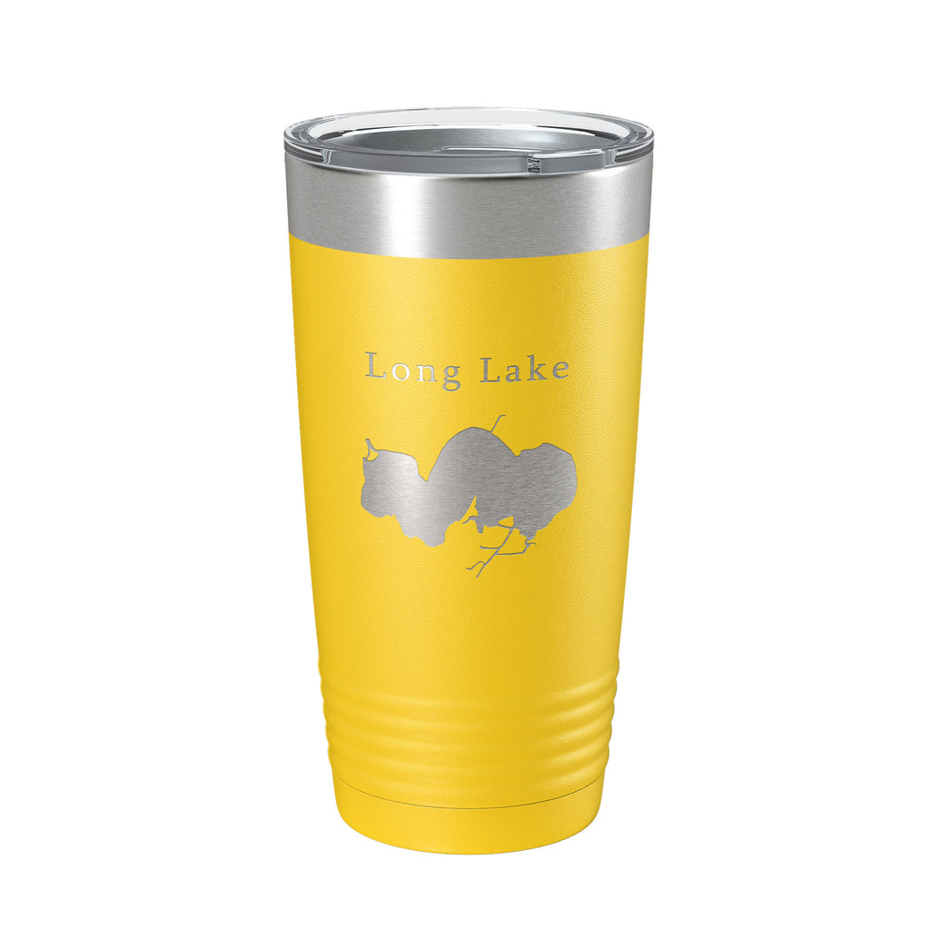 Long Lake Map Tumbler Travel Mug Insulated Laser Engraved Coffee Cup Illinois 20 oz