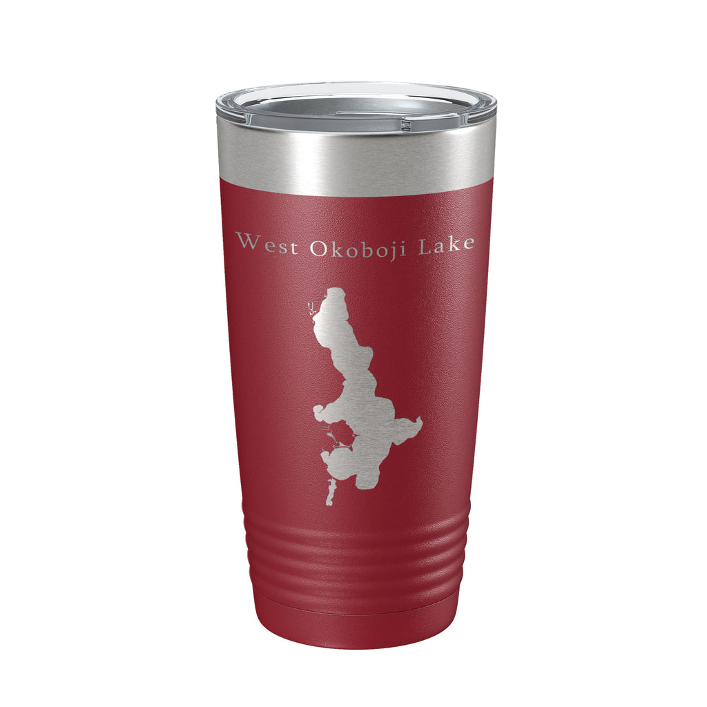 West Okoboji Lake Map Tumbler Travel Mug Insulated Laser Engraved Coffee Cup Iowa 20 oz