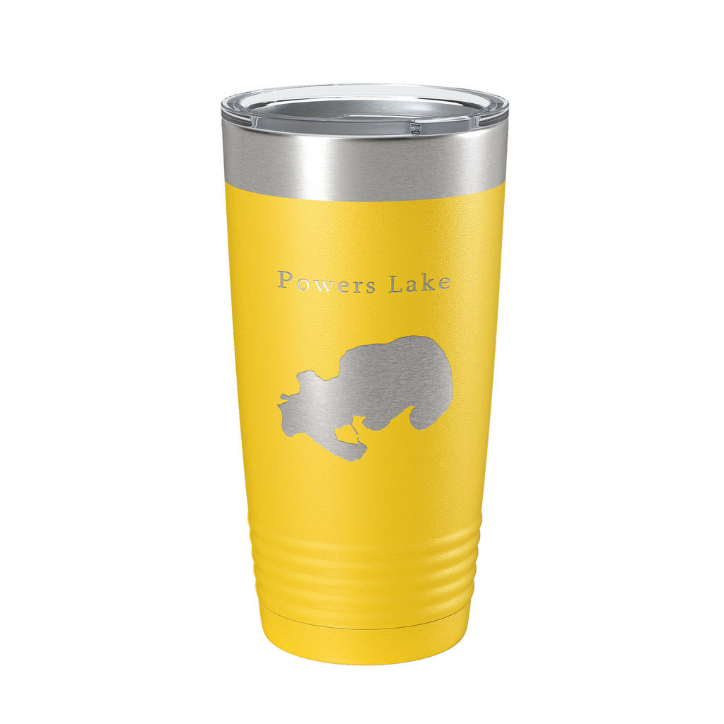 Powers Lake Map Tumbler Travel Mug Insulated Laser Engraved Coffee Cup Wisconsin 20 oz