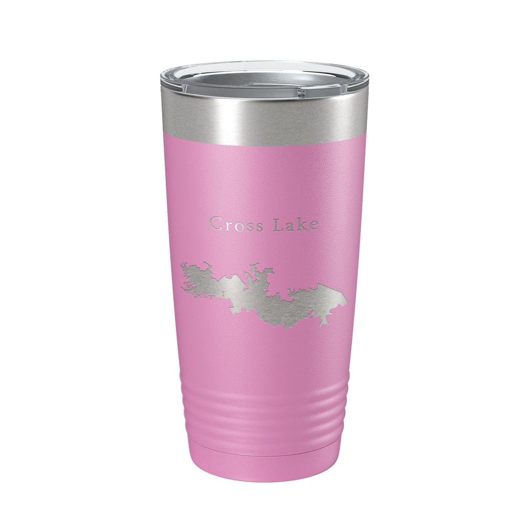 Cross Lake Map Tumbler Travel Mug Insulated Laser Engraved Coffee Cup Shreveport Louisiana 20 oz