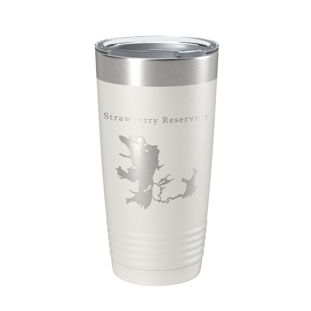 Strawberry Reservoir Tumbler Lake Map Travel Mug Insulated Laser Engraved Coffee Cup Utah 20 oz