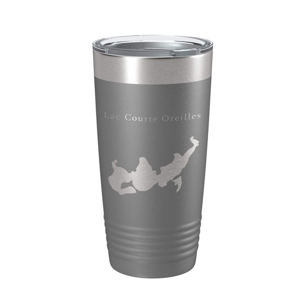 Lac Courte Oreilles Tumbler Lake Map Travel Mug Insulated Laser Engraved Coffee Cup Wisconsin 20 oz