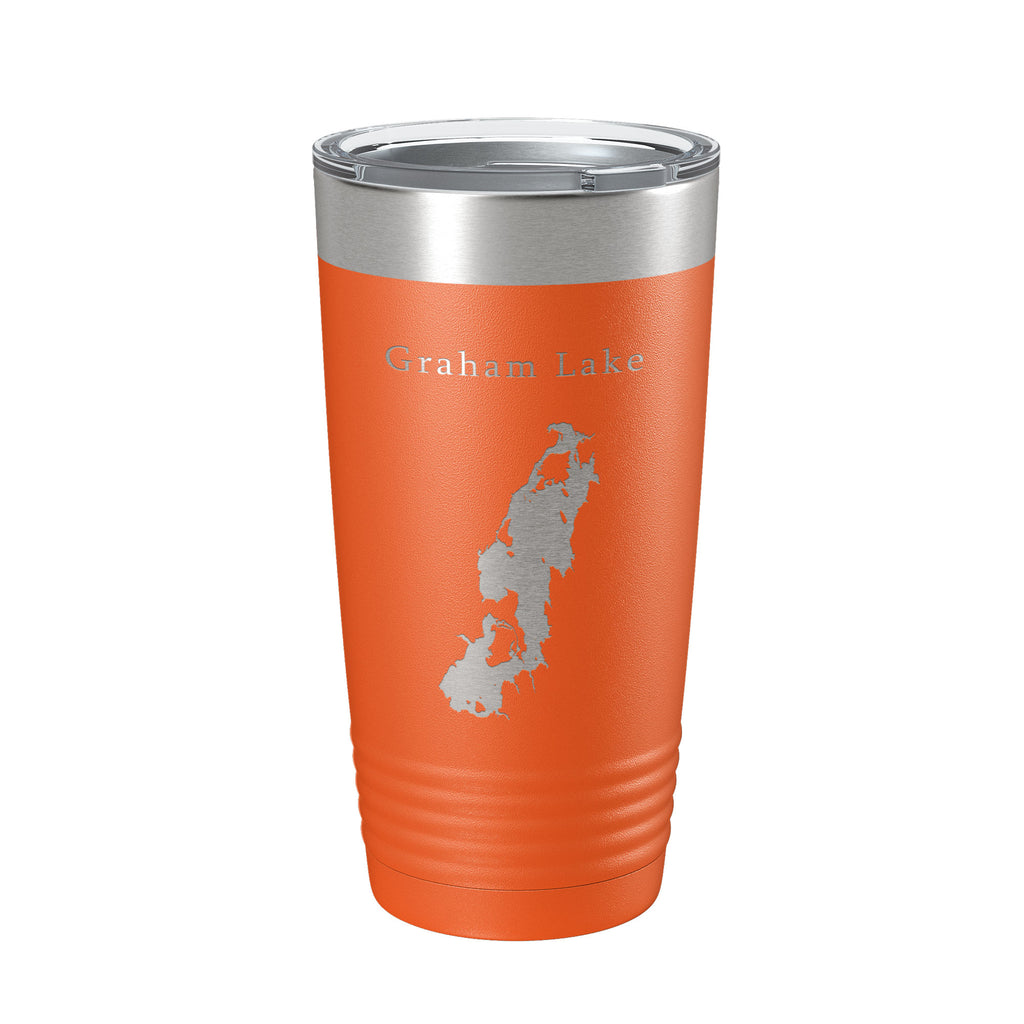 Graham Lake Map Tumbler Travel Mug Insulated Laser Engraved Coffee Cup Maine 20 oz