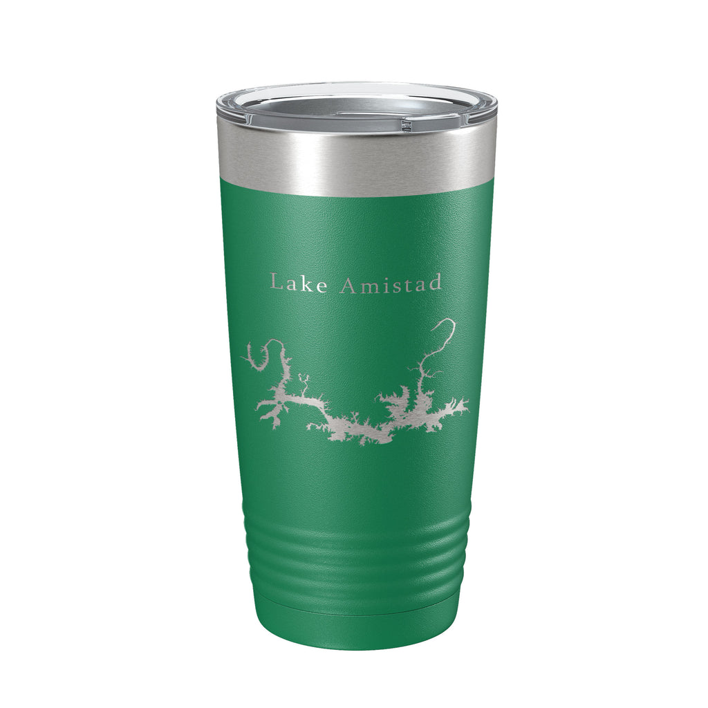 Lake Amistad Reservoir Map Tumbler Travel Mug Insulated Laser Engraved Coffee Cup Texas 20 oz