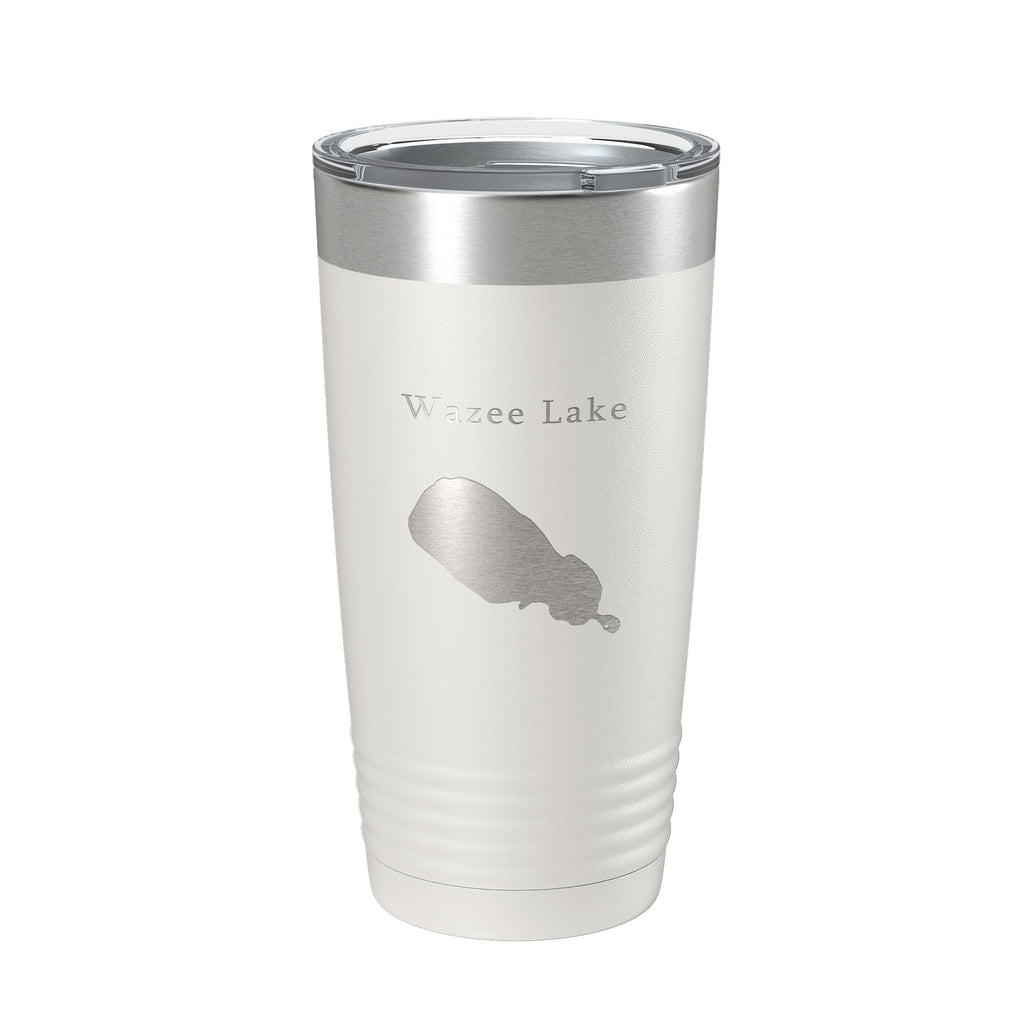 Wazee Lake Map Tumbler Travel Mug Insulated Laser Engraved Coffee Cup Wisconsin 20 oz
