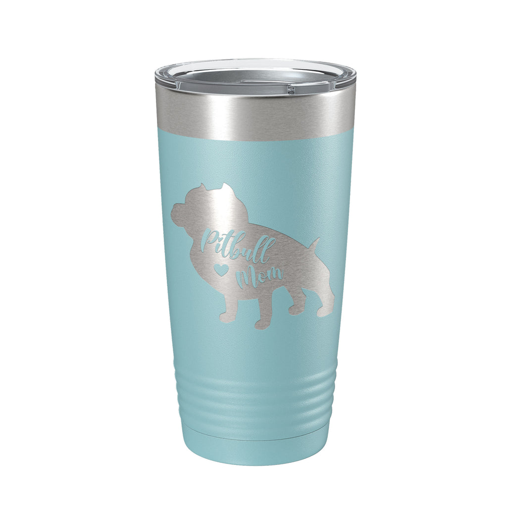 Pitbull Mom Tumbler Dog Travel Mug Gift Insulated Laser Engraved Coffee Cup Pit Bull 20 oz