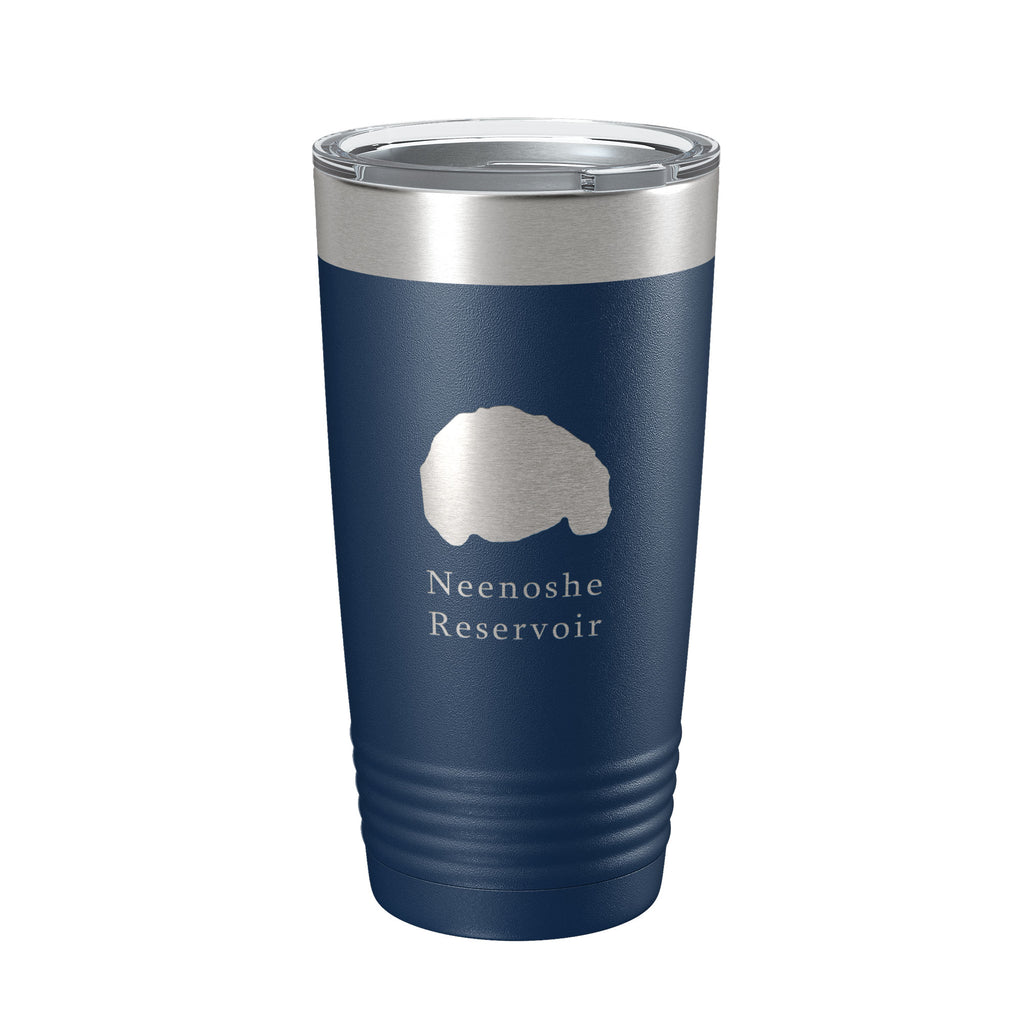 Neenoshe Reservoir Tumbler Lake Map Travel Mug Insulated Laser Engraved Coffee Cup Colorado 20 oz