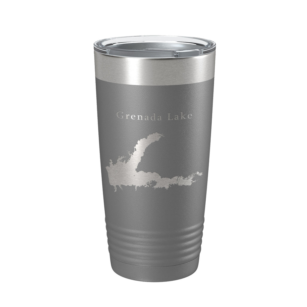 Grenada Lake Map Tumbler Travel Mug Insulated Laser Engraved Coffee Cup Mississippi 20 oz
