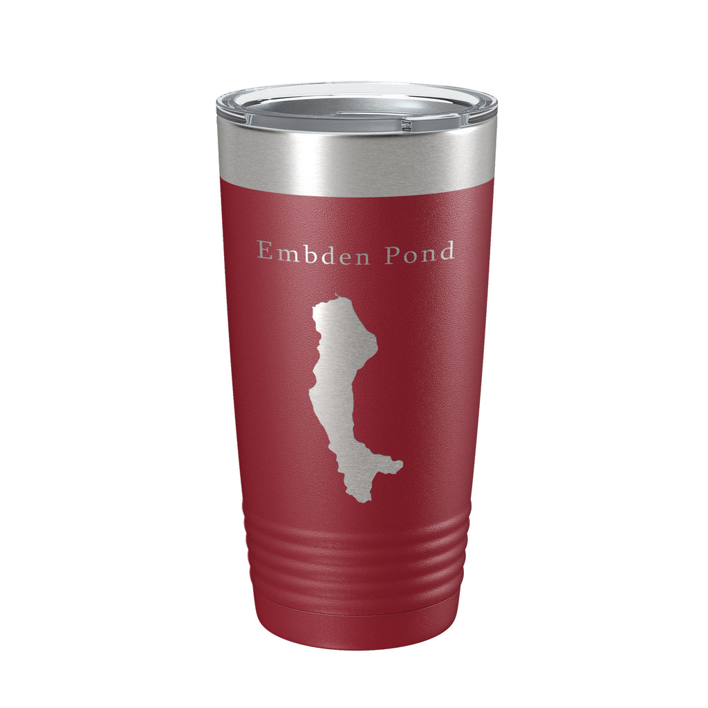 Embden Pond Tumbler Lake Map Travel Mug Insulated Laser Engraved Coffee Cup Maine 20 oz