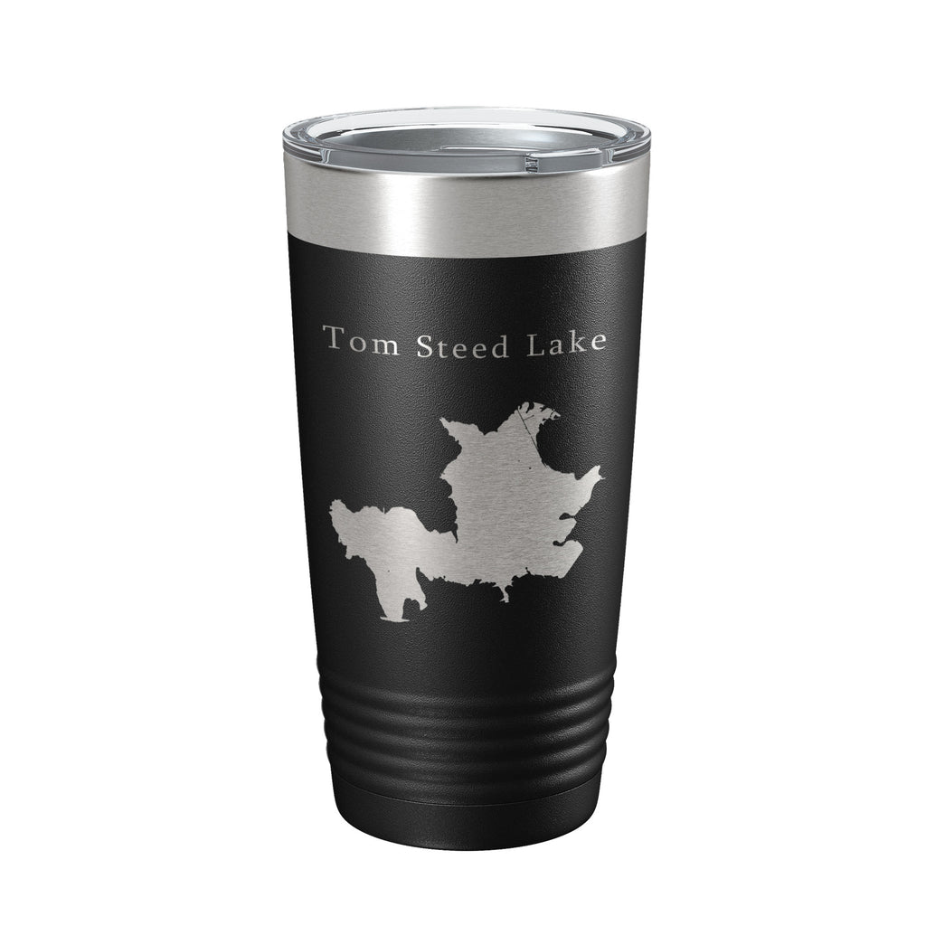 Tom Steed Lake Map Tumbler Travel Mug Insulated Laser Engraved Coffee Cup Oklahoma 20 oz