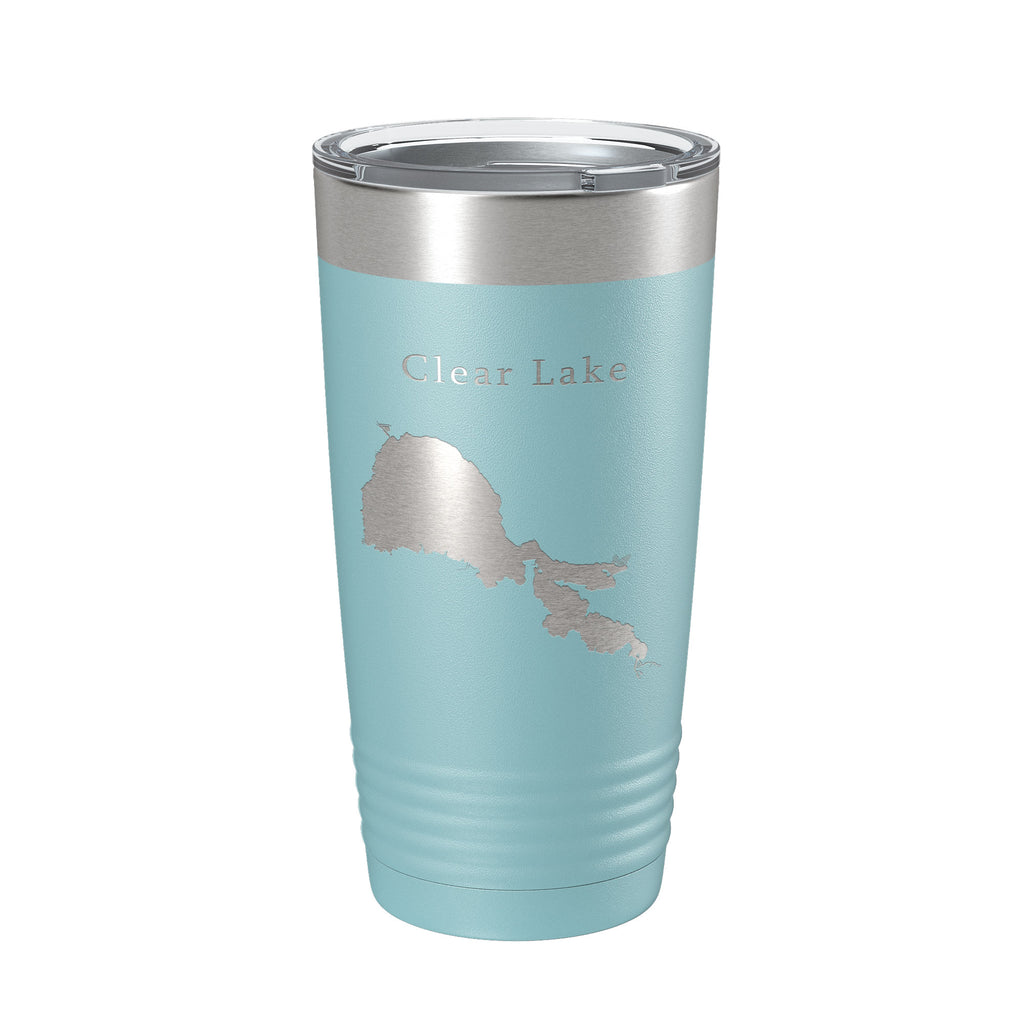 Clear Lake Map Tumbler Travel Mug Insulated Laser Engraved Coffee Cup California 20 oz