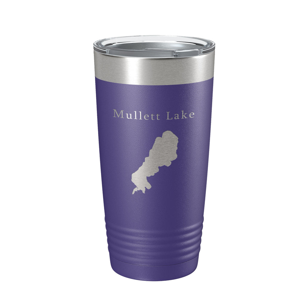 Mullett Lake Map Tumbler Travel Mug Insulated Laser Engraved Coffee Cup Michigan 20 oz
