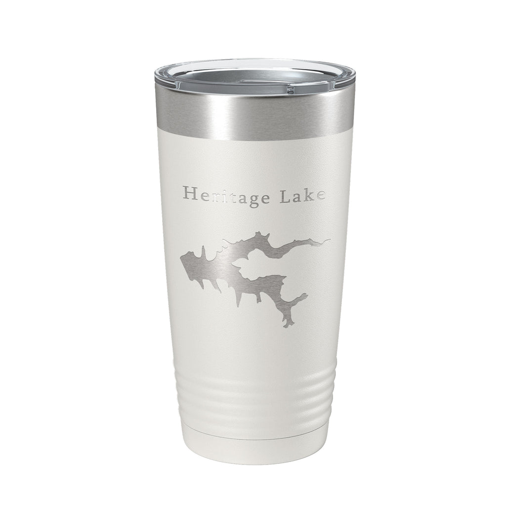 Heritage Lake Map Tumbler Travel Mug Insulated Laser Engraved Coffee Cup Illinois 20 oz