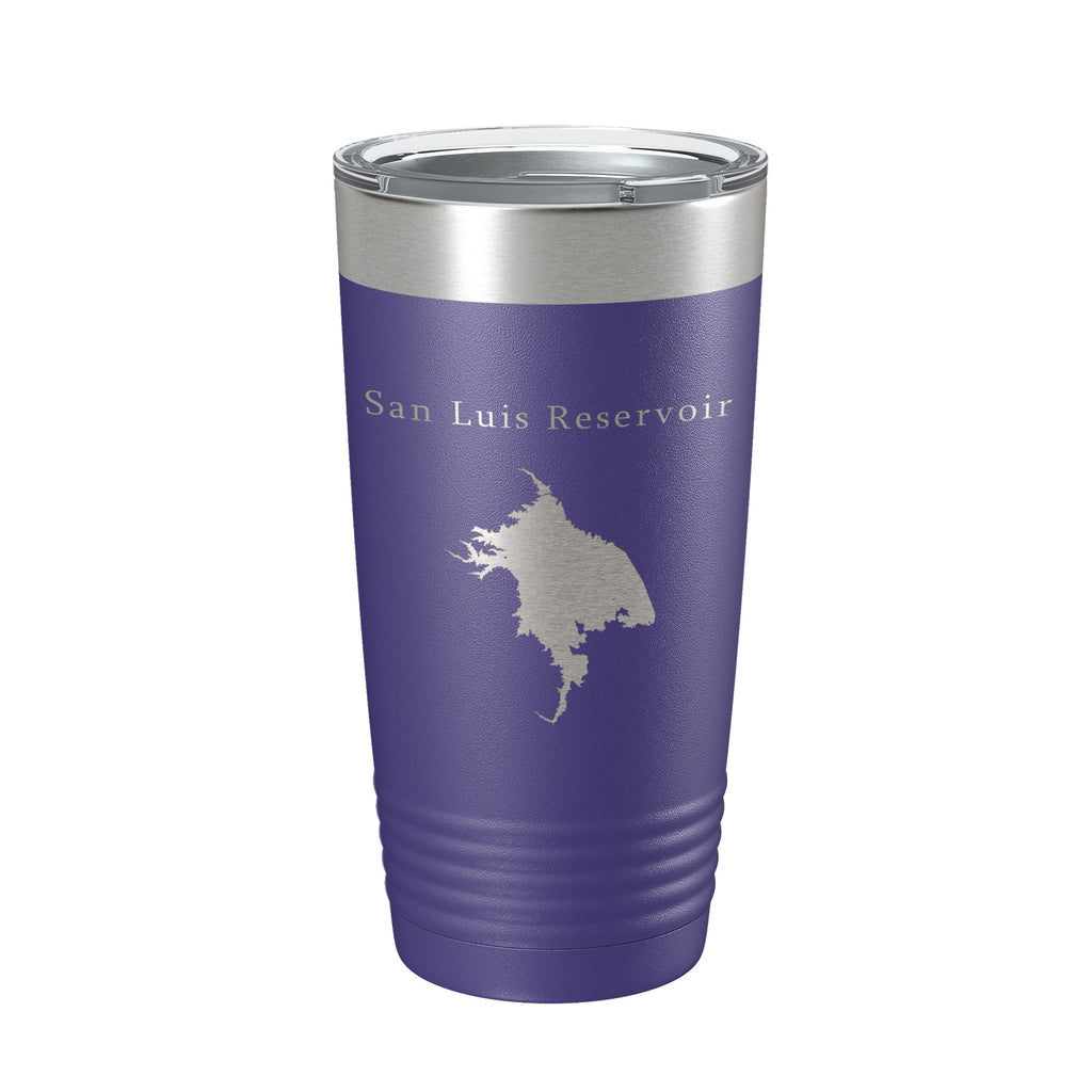 San Luis Reservoir Tumbler Lake Map Travel Mug Insulated Laser Engraved Coffee Cup California 20 oz