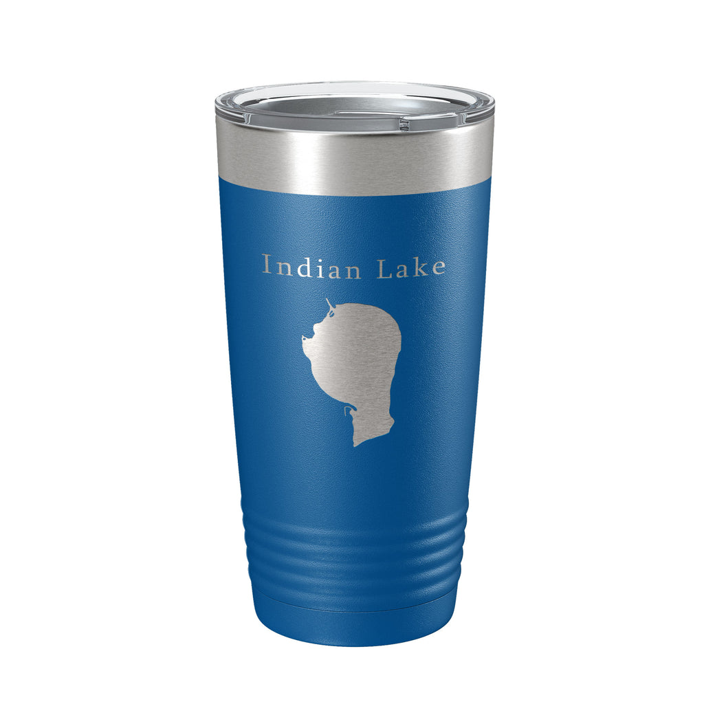 Indian Lake Map Tumbler Travel Mug Insulated Laser Engraved Coffee Cup Silver Creek Township Michigan 20 oz