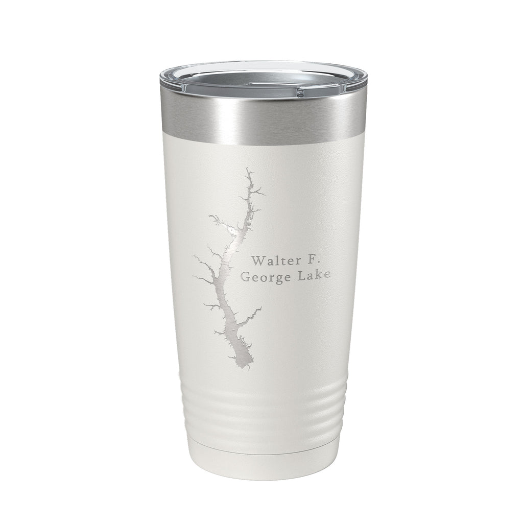 Walter F. George Lake Map Tumbler Travel Mug Insulated Laser Engraved Coffee Cup Alabama Georgia 20 oz