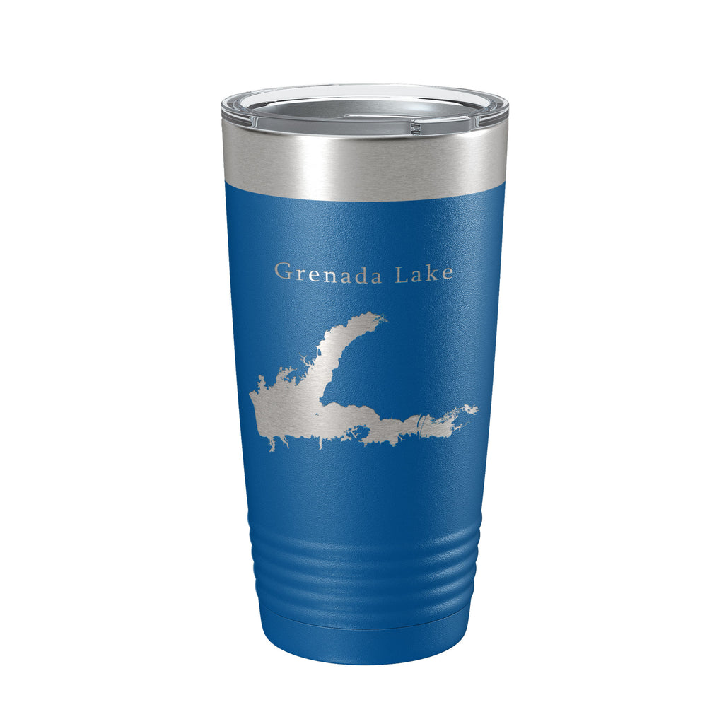 Grenada Lake Map Tumbler Travel Mug Insulated Laser Engraved Coffee Cup Mississippi 20 oz