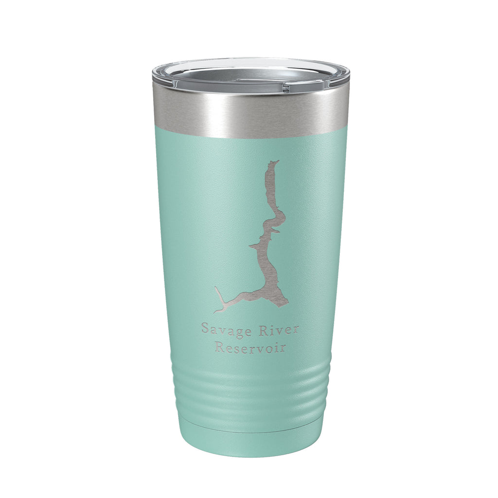 Savage River Reservoir Tumbler Lake Map Travel Mug Insulated Laser Engraved Coffee Cup Maryland 20 oz