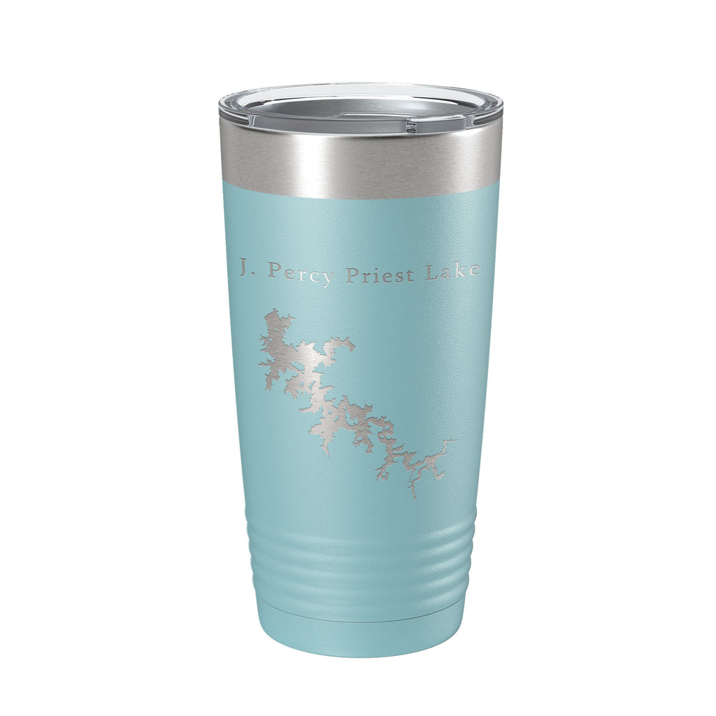 J. Percy Priest Lake Map Tumbler Travel Mug Insulated Laser Engraved Coffee Cup Tennessee 20 oz