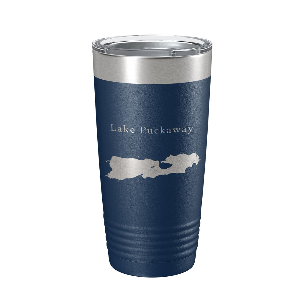 Lake Puckaway Map Tumbler Travel Mug Insulated Laser Engraved Coffee Cup Wisconsin 20 oz