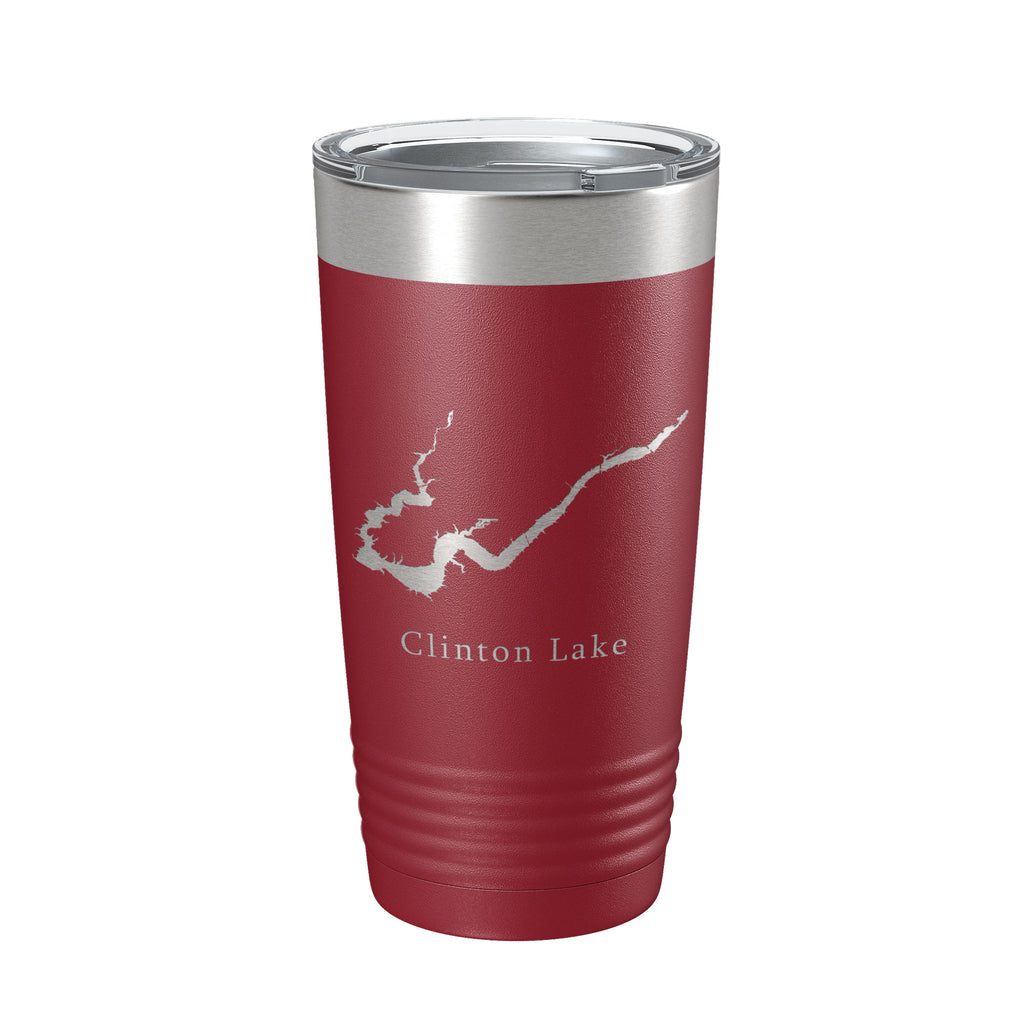 Clinton Lake Map Tumbler Travel Mug Insulated Laser Engraved Coffee Cup Illinois 20 oz