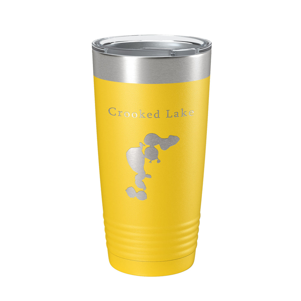 Crooked Lake Map Tumbler Travel Mug Insulated Laser Engraved Coffee Cup Florida 20 oz