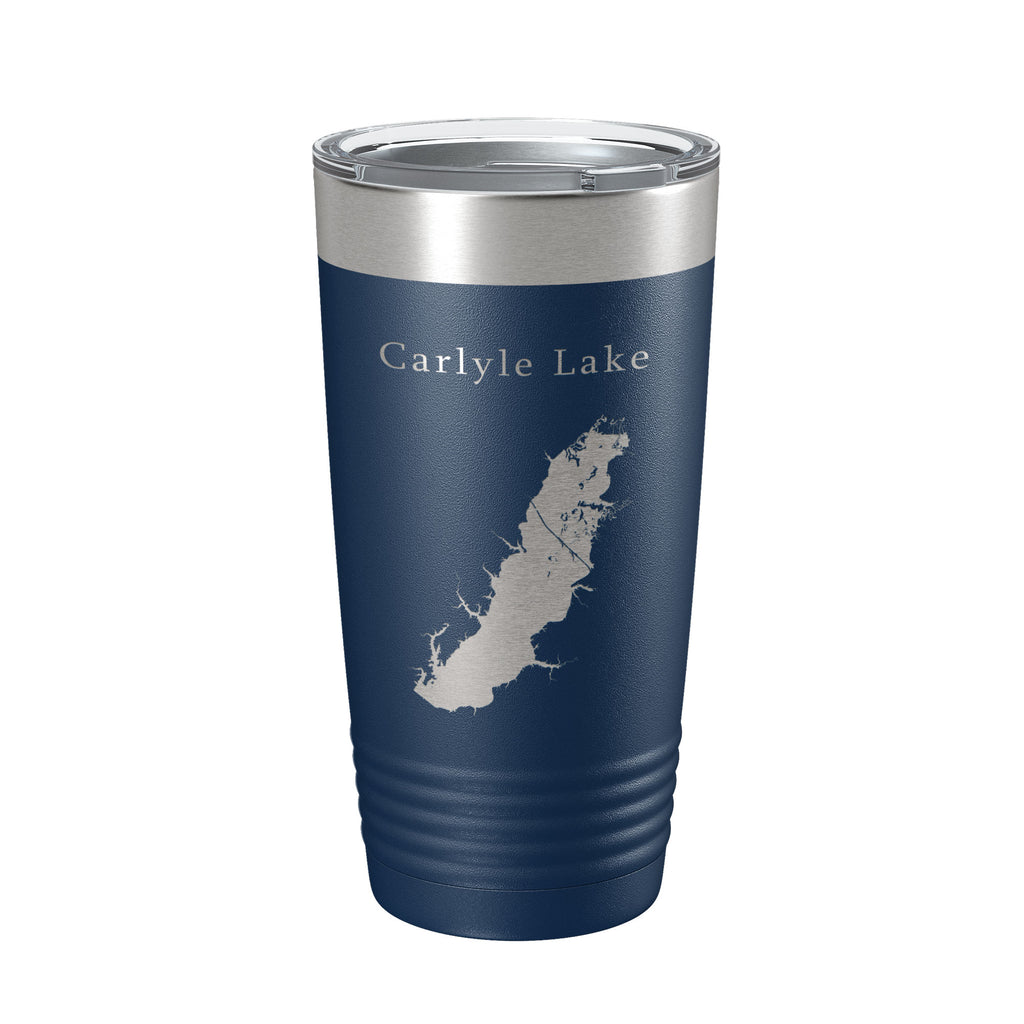 Carlyle Lake Map Tumbler Travel Mug Insulated Laser Engraved Coffee Cup Illinois 20 oz