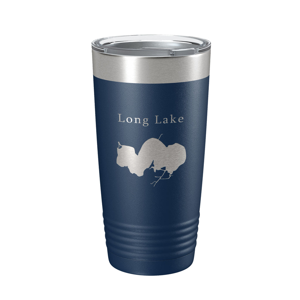 Long Lake Map Tumbler Travel Mug Insulated Laser Engraved Coffee Cup Illinois 20 oz