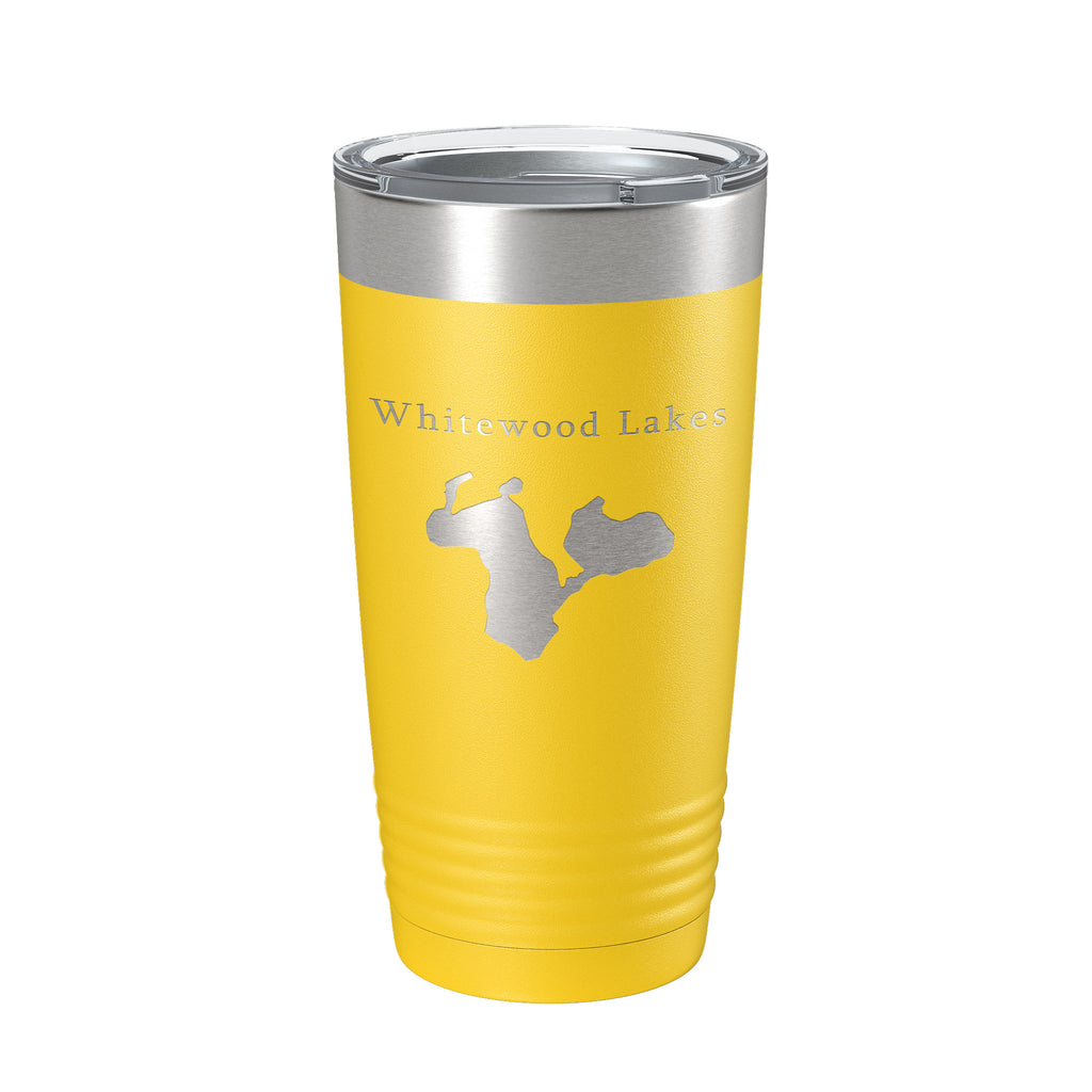 Whitewood Lakes Map Tumbler Travel Mug Insulated Laser Engraved Coffee Cup Huron River Chain of Lakes Michigan 20 oz