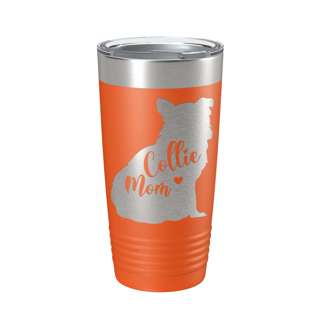 Collie Mom Tumbler Dog Travel Mug Gift Insulated Laser Engraved Coffee Cup 20 oz