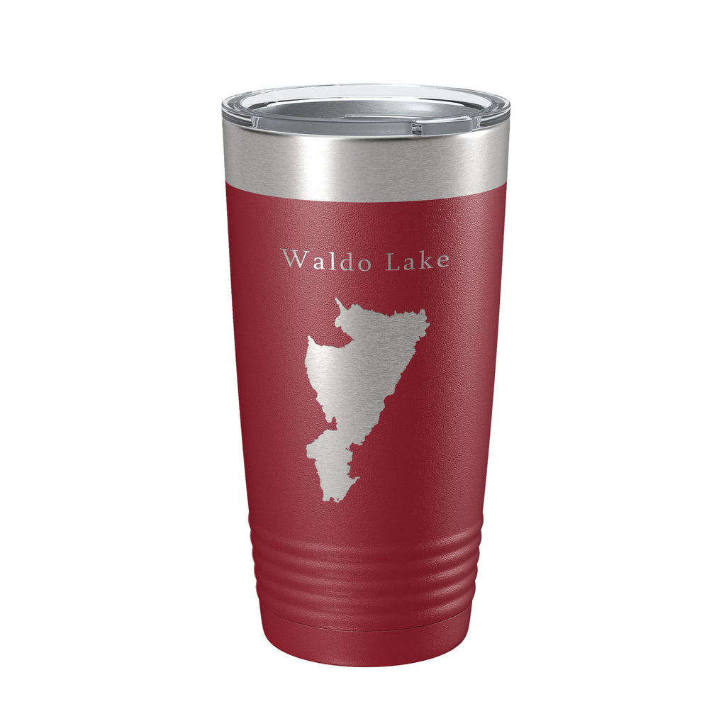 Waldo Lake Map Tumbler Travel Mug Insulated Laser Engraved Coffee Cup Oregon 20 oz