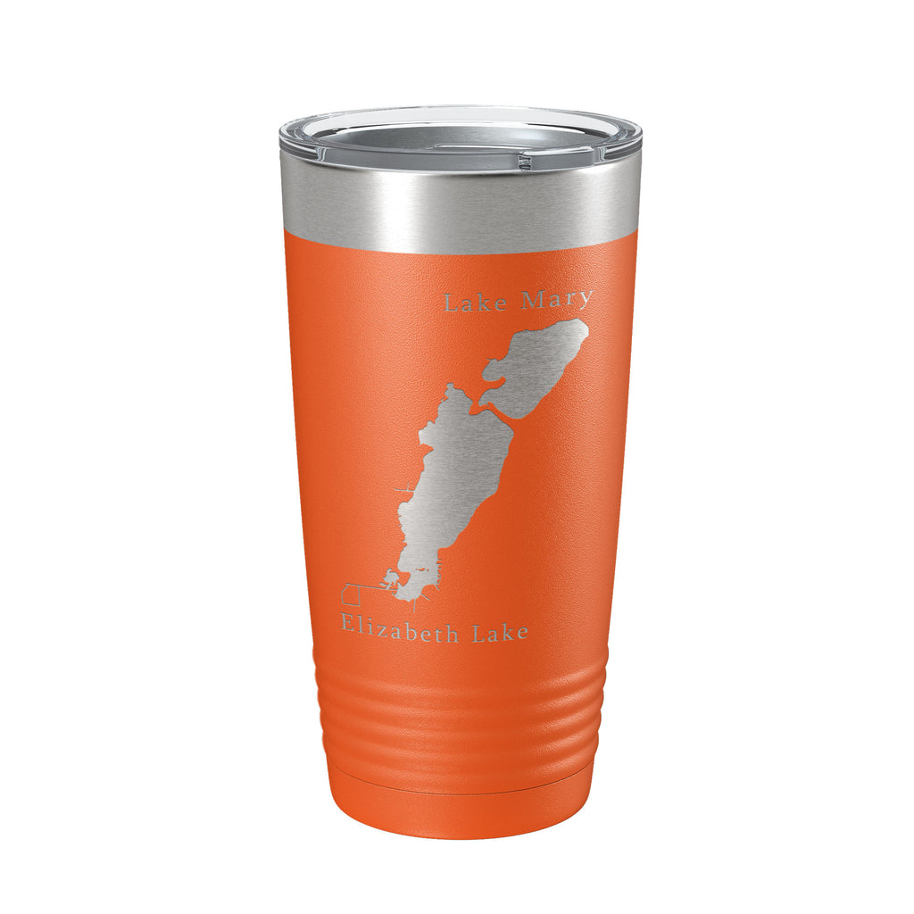 Lakes Mary & Elizabeth Map Tumbler Travel Mug Insulated Laser Engraved Coffee Cup Illinois Wisconsin 20 oz