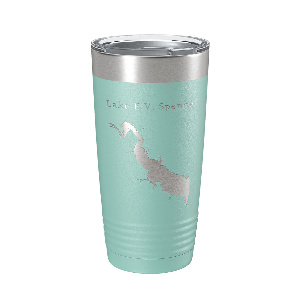 Lake E.V. Spence Reservoir Map Tumbler Travel Mug Insulated Laser Engraved Coffee Cup Texas 20 oz