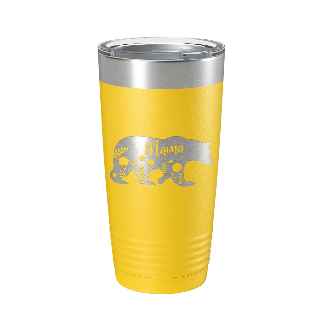 Mama Bear Tumbler Travel Mug Insulated Laser Engraved Coffee Cup Momma Mama Gift Mother's Day Floral 20 oz