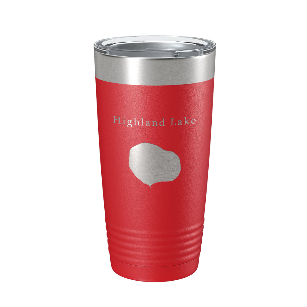Highland Lake Map Tumbler Travel Mug Insulated Laser Engraved Coffee Cup Illinois 20 oz