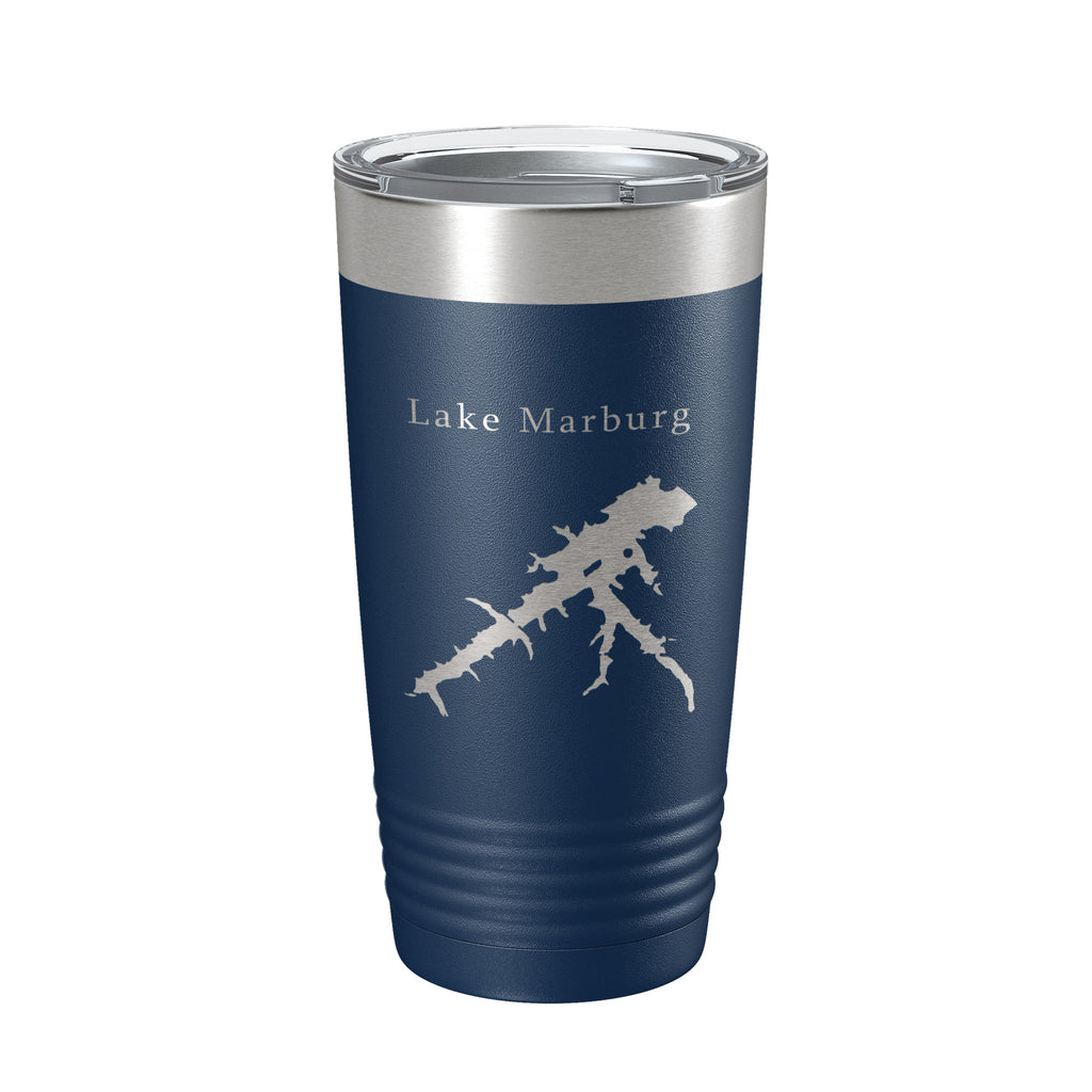 Lake Marburg Map Tumbler Travel Mug Insulated Laser Engraved Coffee Cup Pennsylvania 20 oz