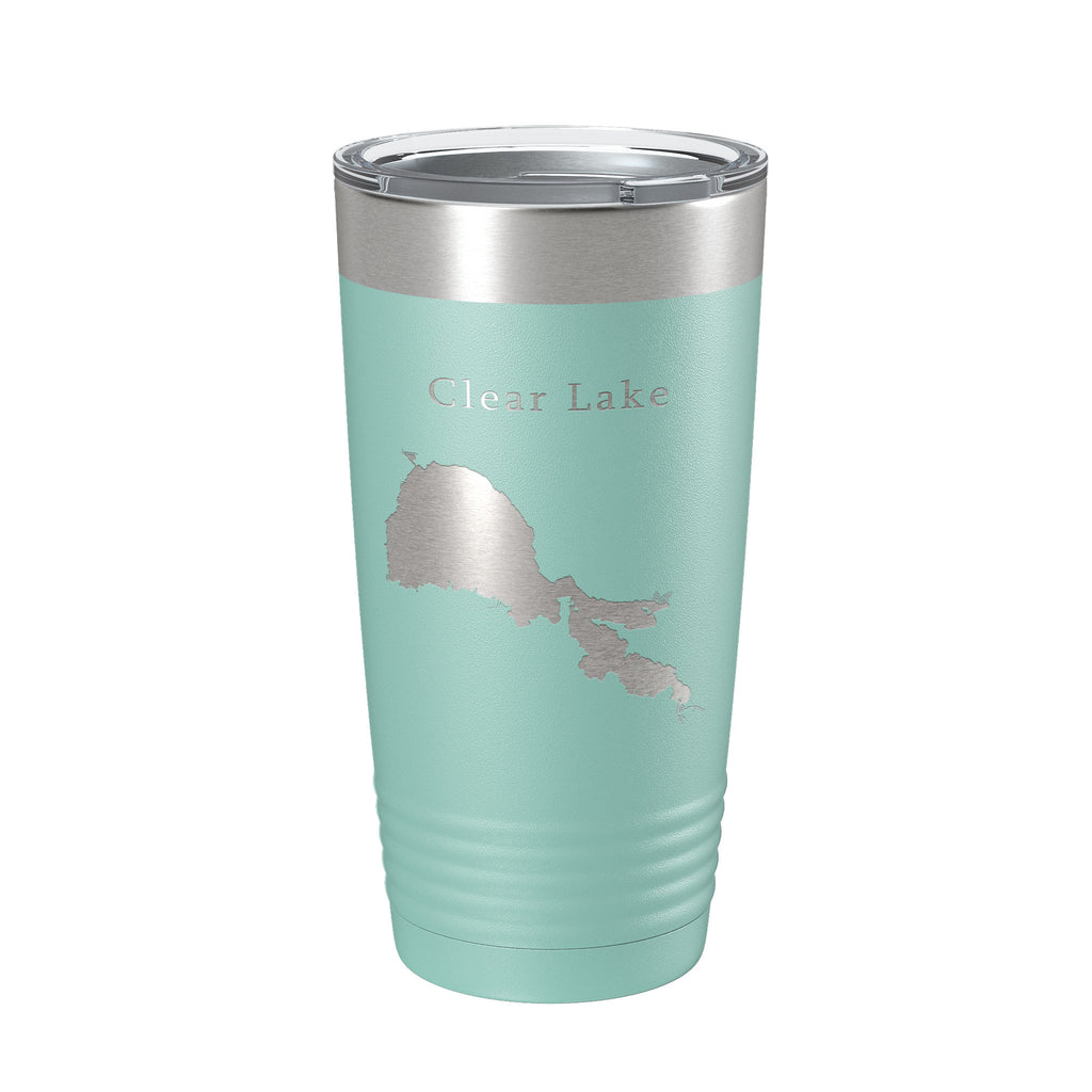 Clear Lake Map Tumbler Travel Mug Insulated Laser Engraved Coffee Cup California 20 oz