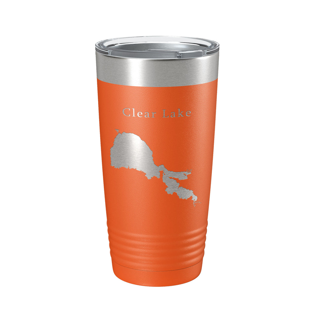 Clear Lake Map Tumbler Travel Mug Insulated Laser Engraved Coffee Cup California 20 oz
