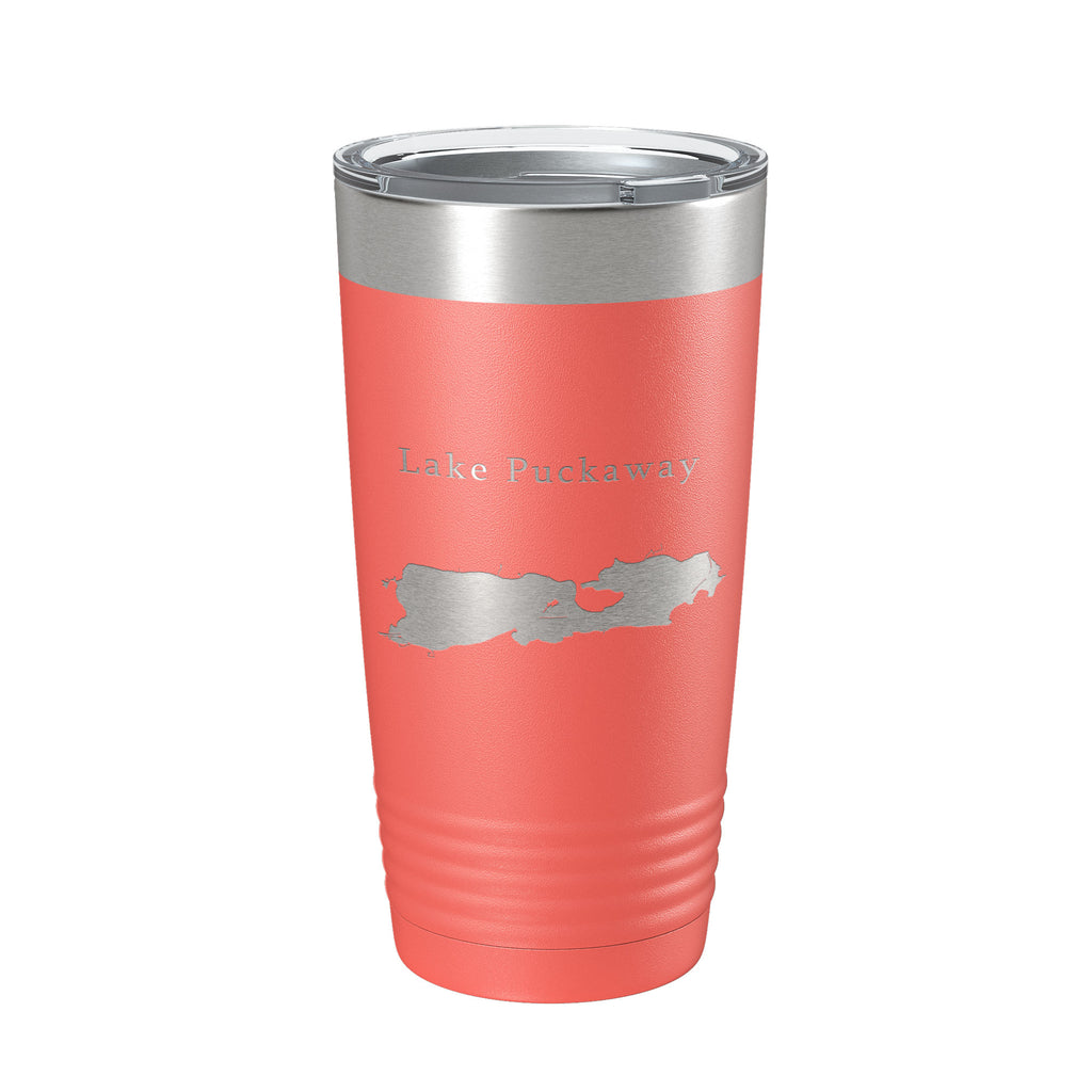 Lake Puckaway Map Tumbler Travel Mug Insulated Laser Engraved Coffee Cup Wisconsin 20 oz