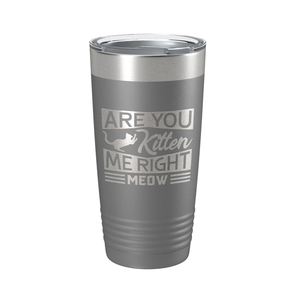 Are You Kitten Me Right Meow Tumbler Travel Mug Funny Cat Lover Gift Insulated Laser Engraved Coffee Cup 20 oz